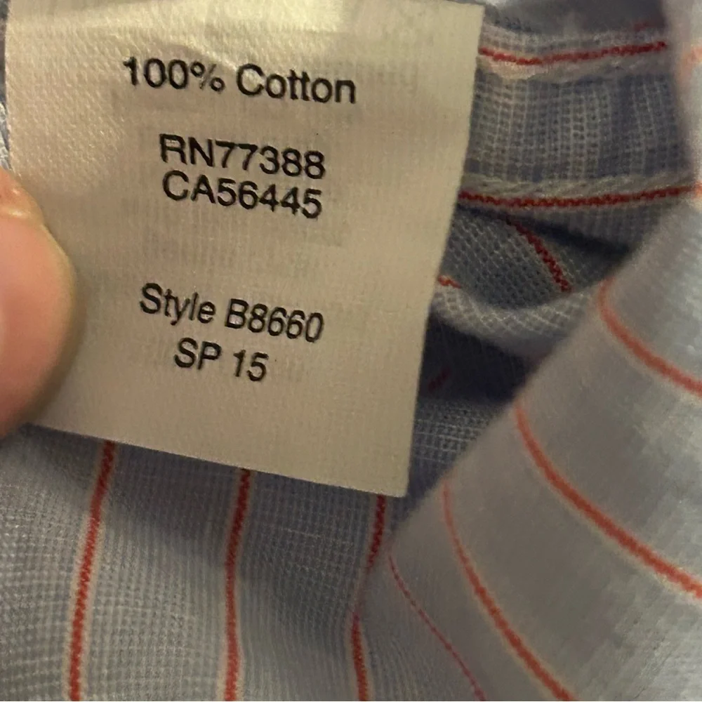 J. CREW‎ MENS Small Button Up Shirt Light Blue Coral Striped EUC